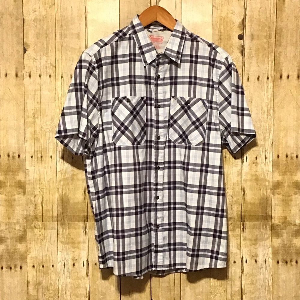 Coleman Blue‎ Plaid Button Up Outdoors Shirt XL